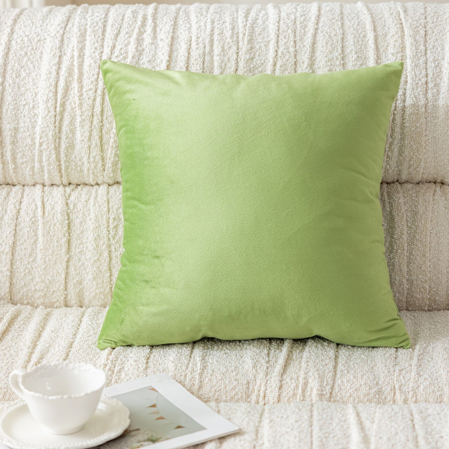 純色荷蘭絨方形抱枕（連枕芯）可拆洗靠墊 45cm Solid Velvet Square Cushion with Insert