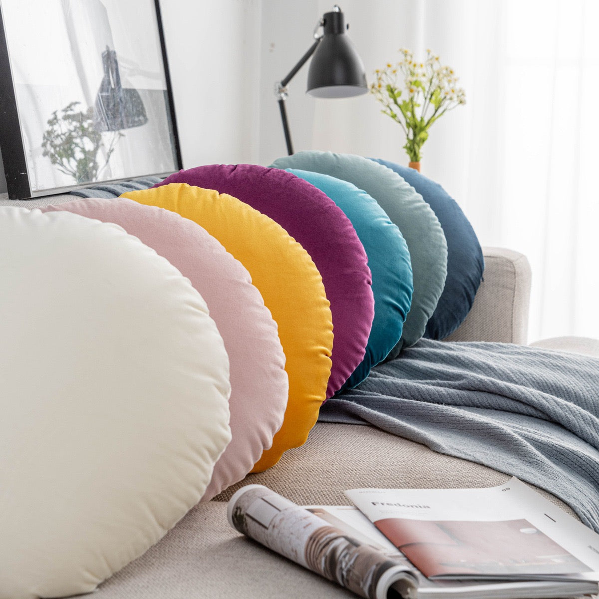 圓形絲絨感統坐墊（連枕芯）Round Velvet Sensory Floor Cushion