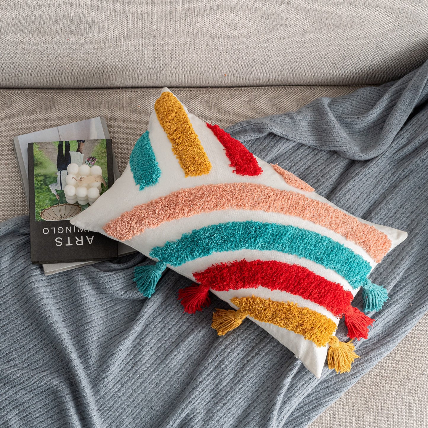 波西米亞簇絨立體觸感抱枕（連枕芯）Boho Tufted Textured Sensory Cushion