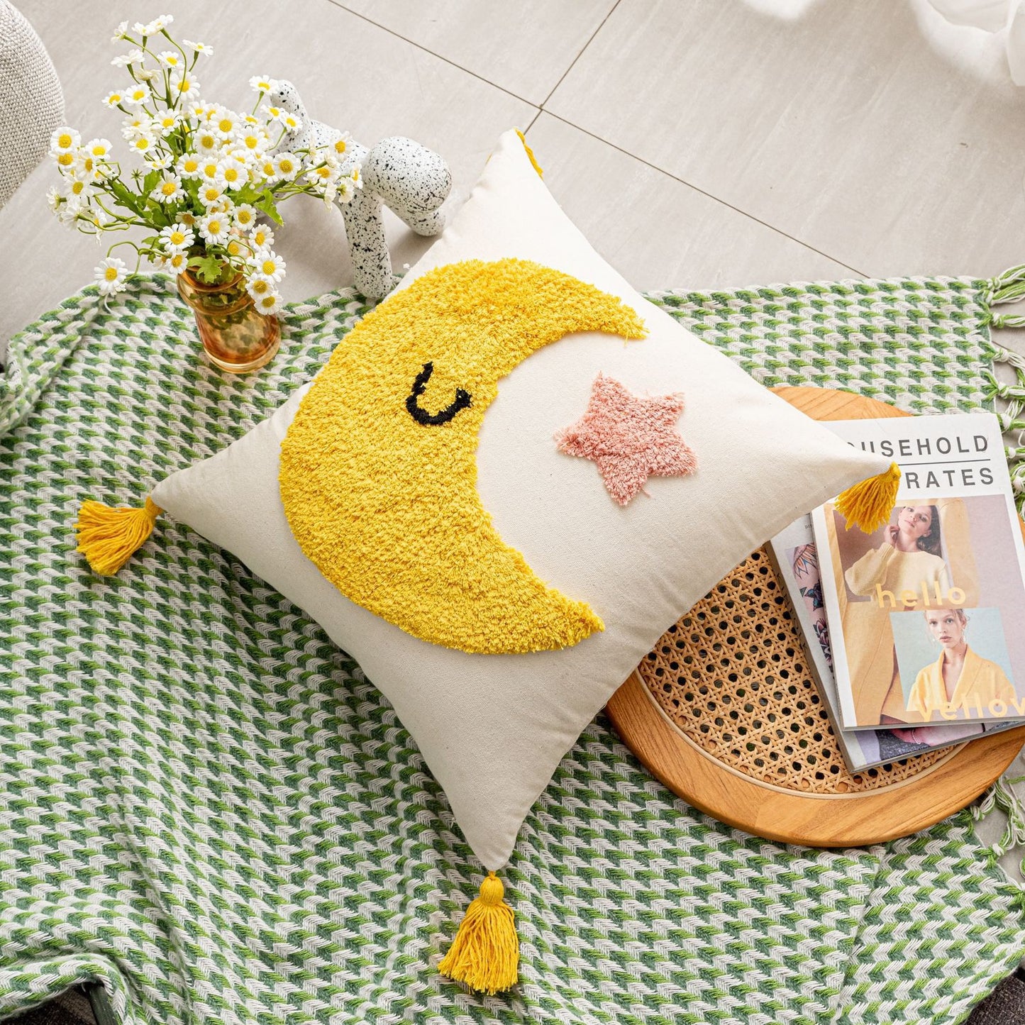 波西米亞簇絨立體觸感抱枕（連枕芯）Boho Tufted Textured Sensory Cushion