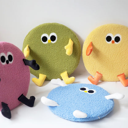 卡通小雞羊羔絨記憶棉坐墊（一套4色）40cm Cartoon Chick Sherpa Memory Foam Seat Cushion – Set of 4