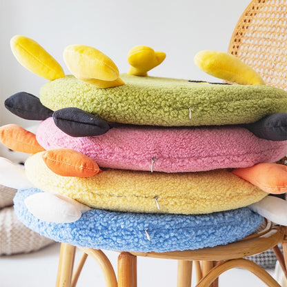 卡通小雞羊羔絨記憶棉坐墊（一套4色）40cm Cartoon Chick Sherpa Memory Foam Seat Cushion – Set of 4