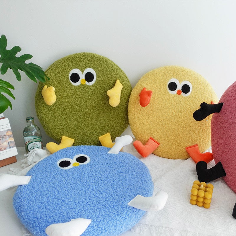 卡通小雞羊羔絨記憶棉坐墊（一套4色）40cm Cartoon Chick Sherpa Memory Foam Seat Cushion – Set of 4