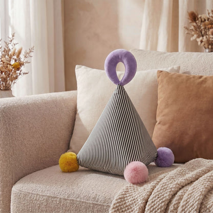 三角提手毛球感統抱枕（一套4款）30cm Triangle Pom-Pom Handle Sensory Cushion – Set of 4