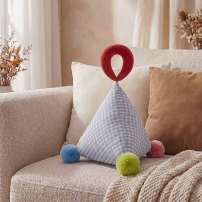 三角提手毛球感統抱枕（一套4款）30cm Triangle Pom-Pom Handle Sensory Cushion – Set of 4
