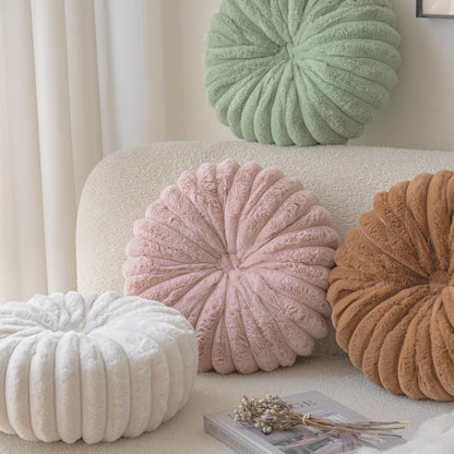 南瓜條紋毛絨圓形抱枕 直徑35cm Ribbed Faux Fur Round Cushion