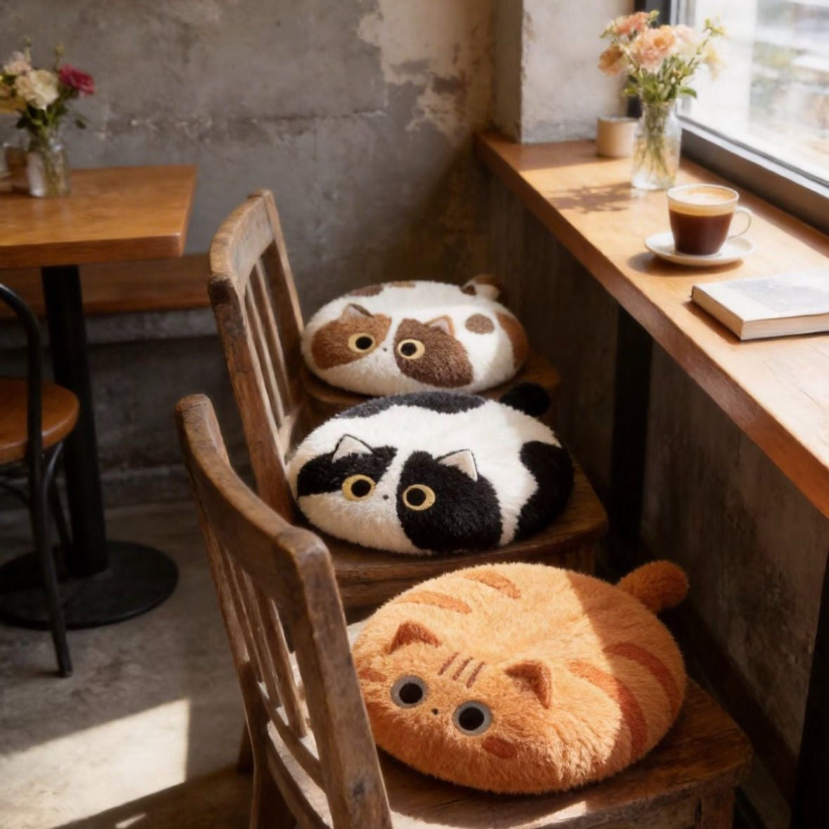 貓咪造型毛絨坐墊 直徑40cm Cat Plush Seat Cushion