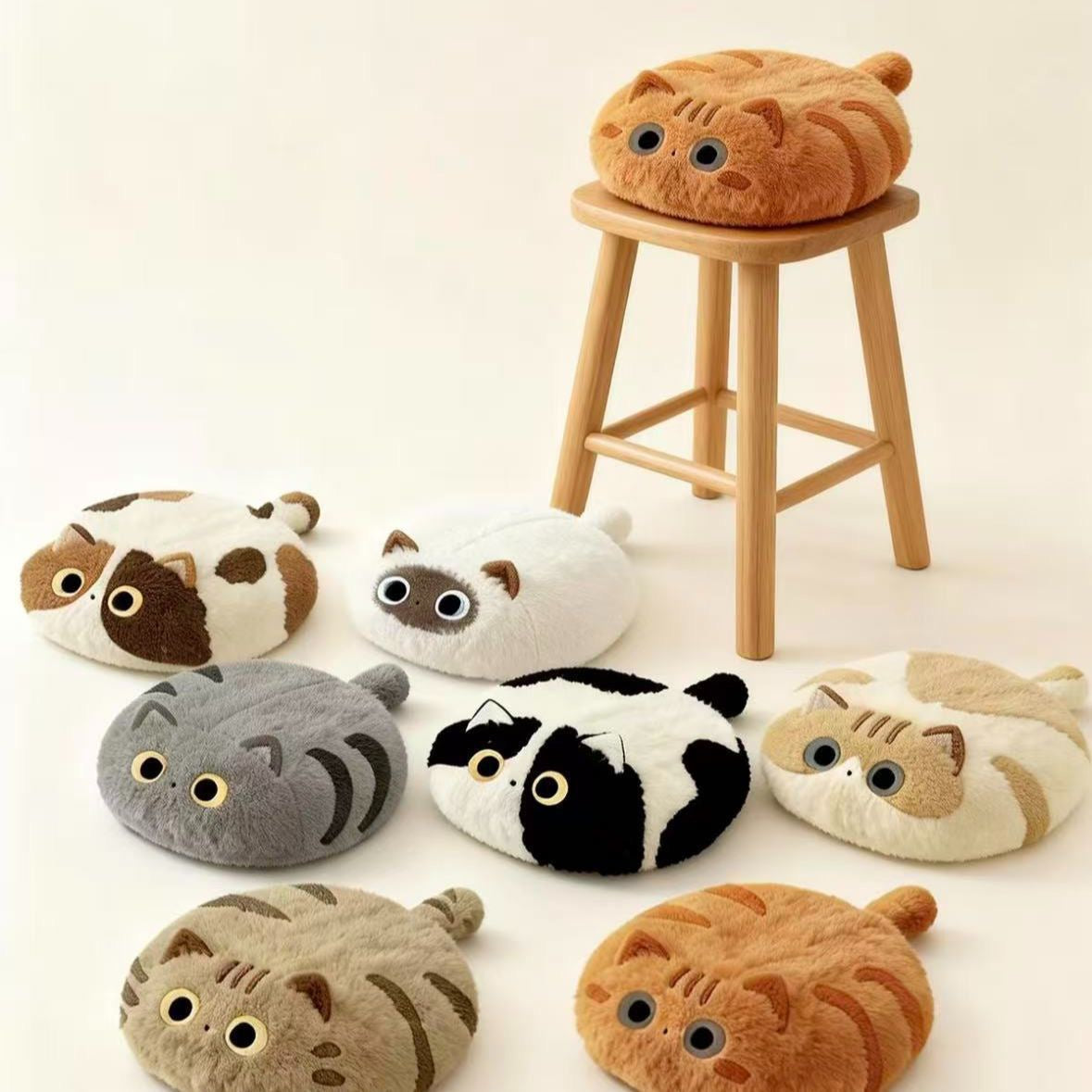 貓咪造型毛絨坐墊 直徑40cm Cat Plush Seat Cushion