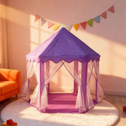 六角公主帳篷 紗簾遊戲屋 Hexagonal Play Tent with Tulle Curtains