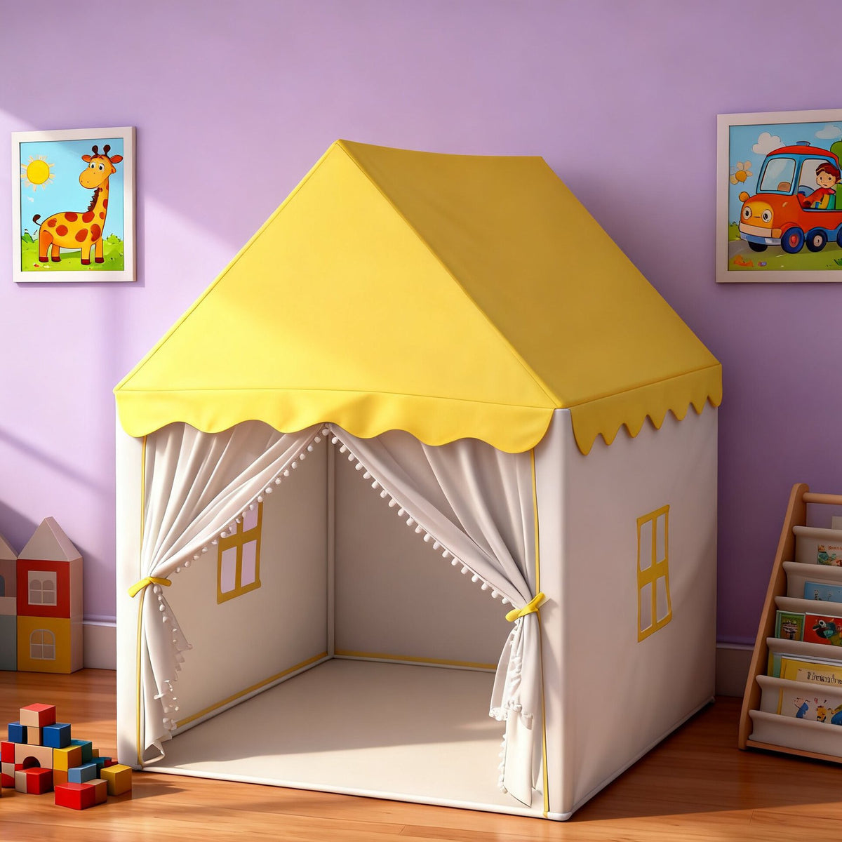 小屋型遊戲帳篷 紗簾窗戶版 House Play Tent with Windows