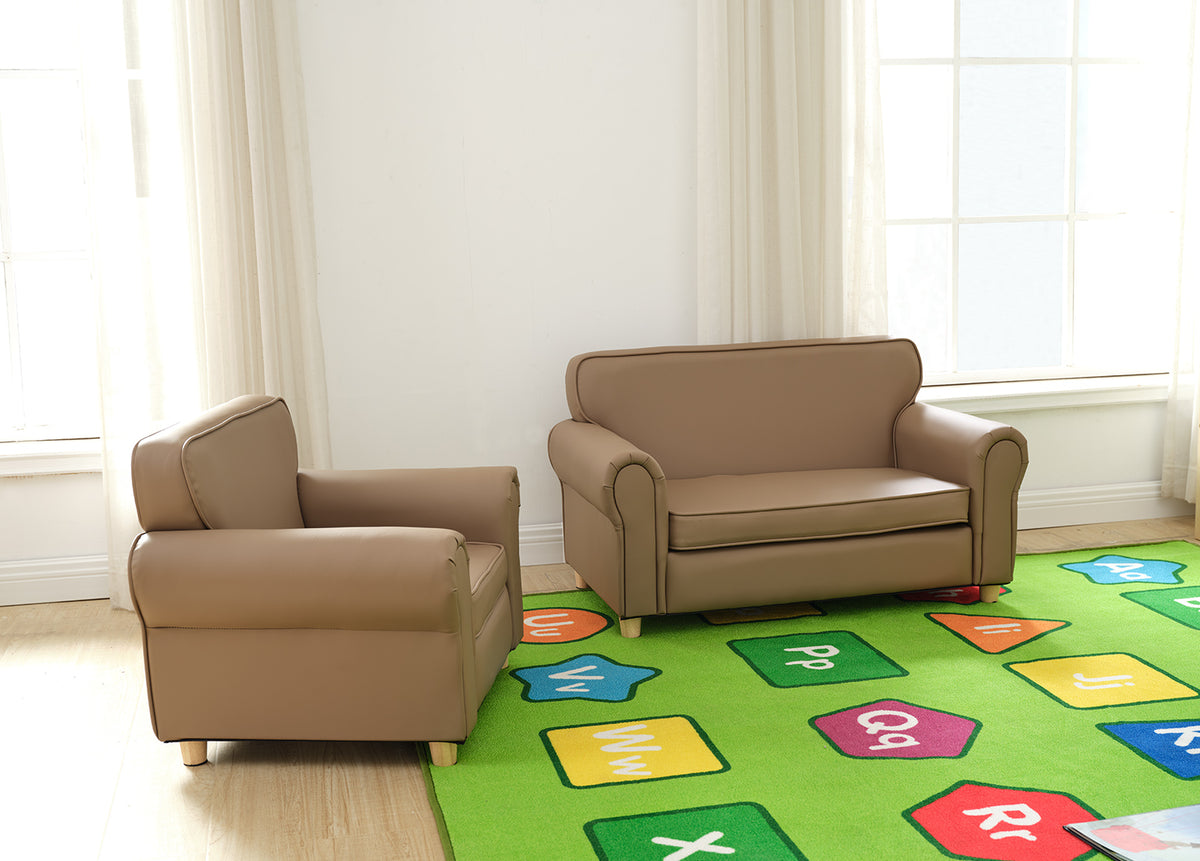 Masterkidz 奶茶色扶手兒童沙發 Neutral Tan Kids' Armrest Sofa