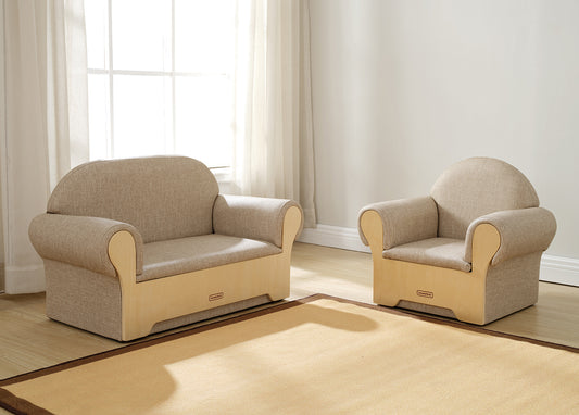 Masterkidz 織紋木飾兒童沙發 Woven-Look Kids' Sofa with Wood Trim